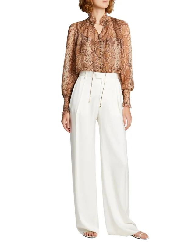 Gold Metallic Python Print Blouse Flowy Bohemian Blouse