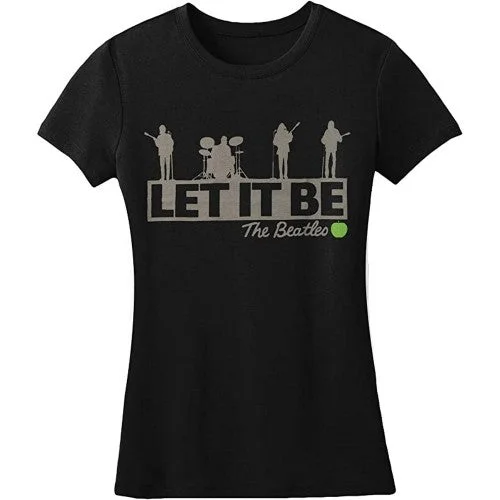 The Beatles Womens/Ladies Rooftop T-Shirt-- Notch Collar Peter Pan Collar Cowl Neck