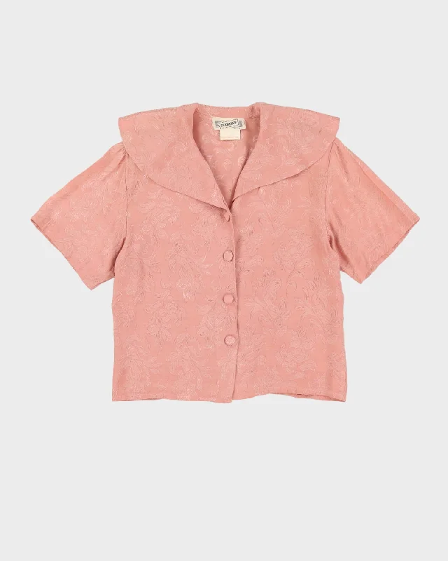 Preloved 1990s Pink Floral Blouse - S Office-Ready Blouse