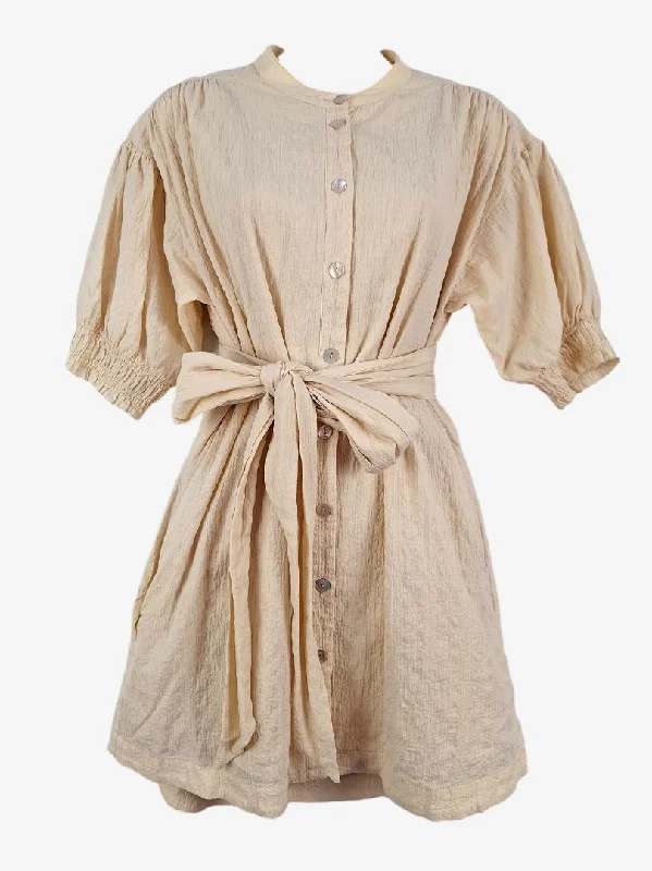 Hansen & Gretel Puff Sleeve Button Up Mini Dress Size S Comfortable Boho Mini Dress