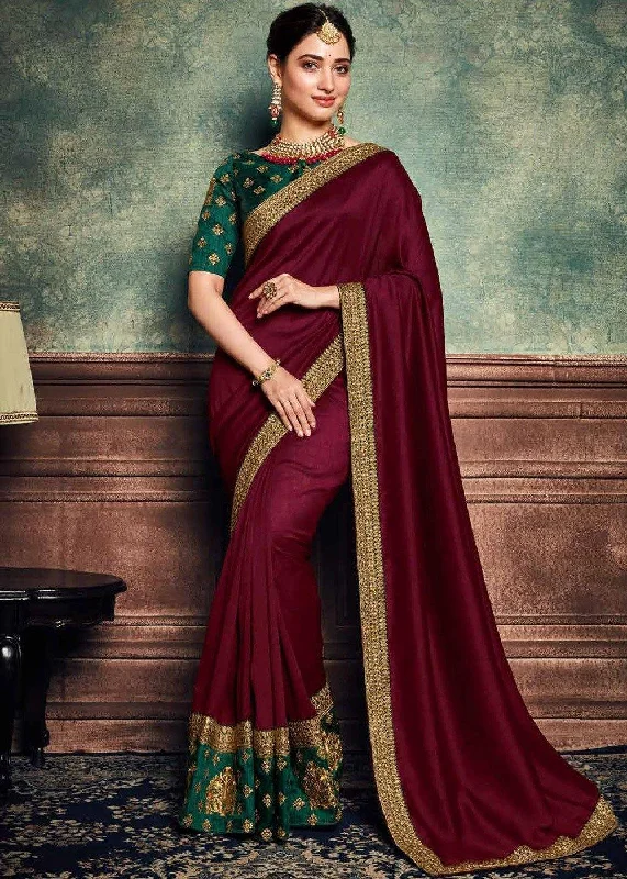 Maroon Rangoli Silk Saree With Blouse Piece Soft Modal Blouse