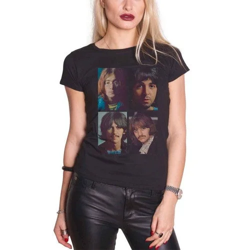 The Beatles Womens/Ladies White Album T-Shirt-- Mesh Canvas Denim