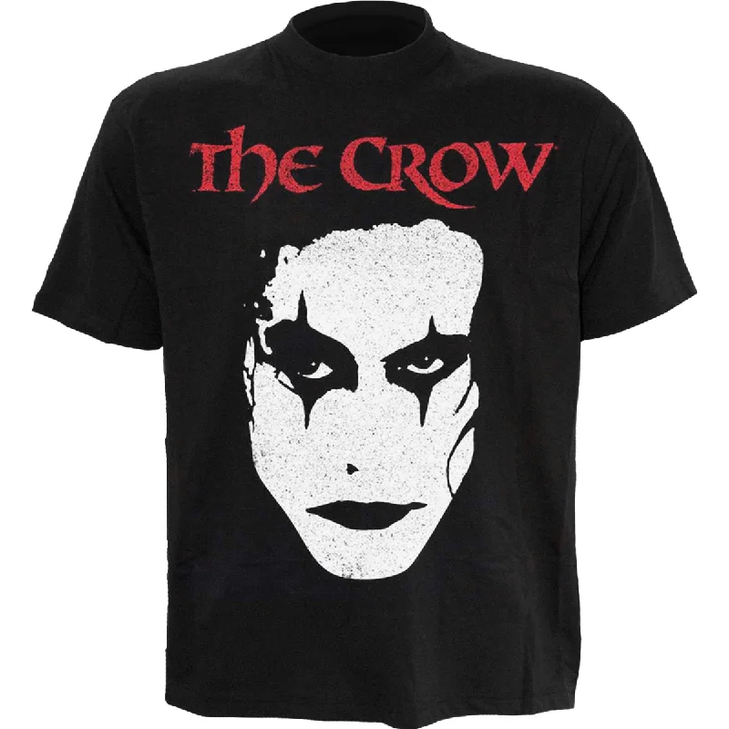 THE CROW - FACE - Front Print T-Shirt Black-- Satin Blend Silk Blend Wool Blend