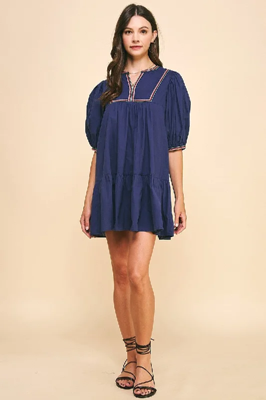 Tape Trim Detail Mini Dress Stylish Plaid Mini Dress