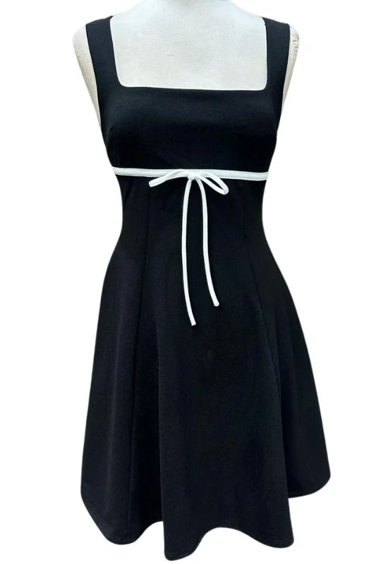 Square Neck A-Line Mini Dress Comfortable Linen Mini Dress