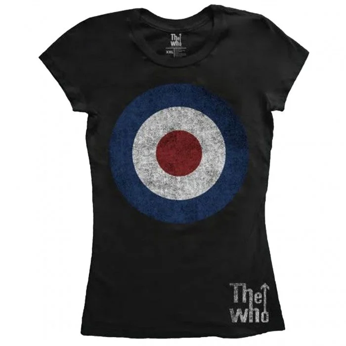 The Who Womens/Ladies Target Distressed Cotton T-Shirt-- Hooded Caped Shawl Collar
