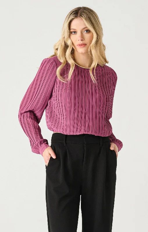 Top - Dex Long Sleeve Pleated Blouse Elegant Office Blouse
