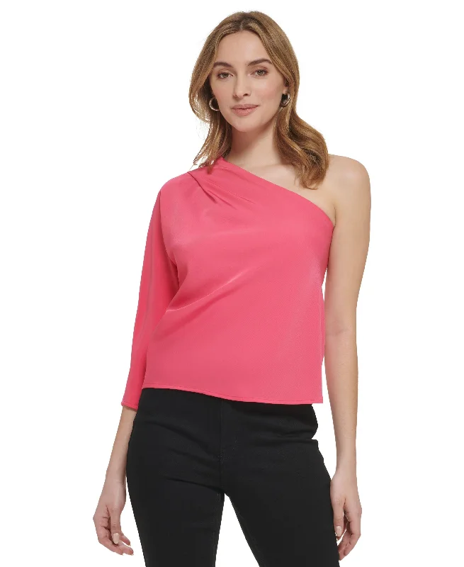 Women's One Shoulder 3/4 Sleeve Blouse Short Sleeve Blouse
