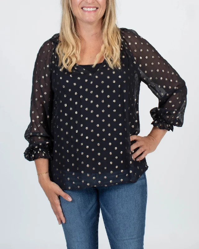 Metallic Dot Blouse Bell Sleeve Blouse