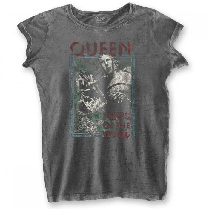 Queen Womens/Ladies News Of The World Burnout T-Shirt-- Fashionable Trendy Casual