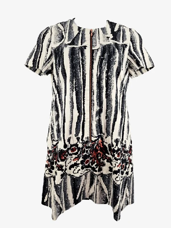 Cue Dove Front Zipper Office Shift Mini Dress Size 14 Classic Floral Mini Dress