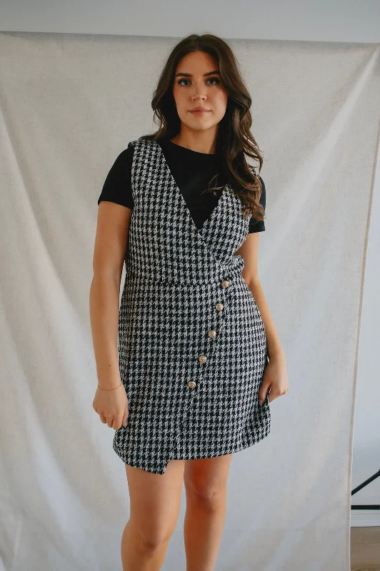 The Dogtooth Pinafore Mini Dress Classic Floral Print Mini Dress