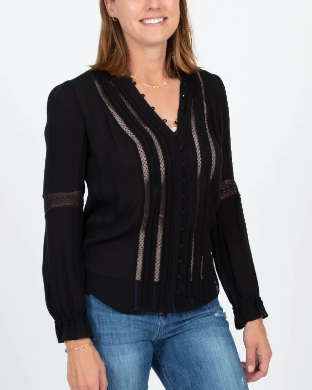 Silk Long Sleeve Blouse Subtle Shimmer Blouse