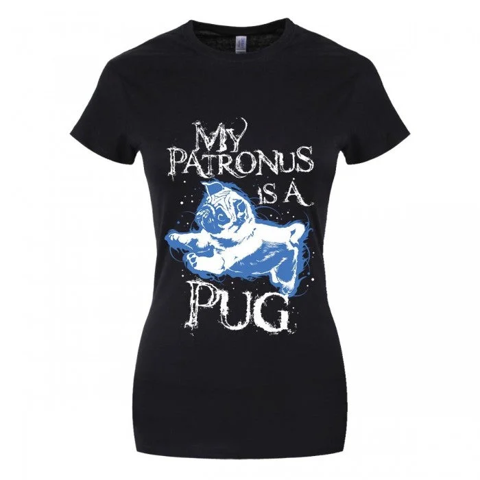 Grindstore Womens/Ladies My Patronus Is A Pug T-Shirt-- Real Fur Shearling Chenille