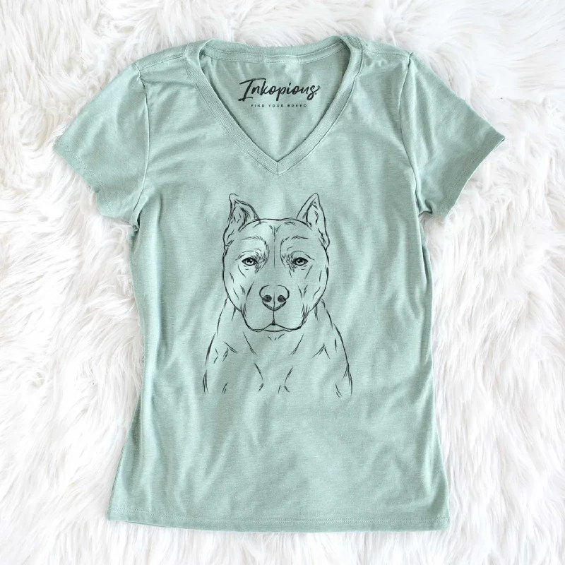 Bare Bane the Pitbull Mix - Women's V-neck Shirt-- Lace Blend Ribbed Blend Corduroy Blend