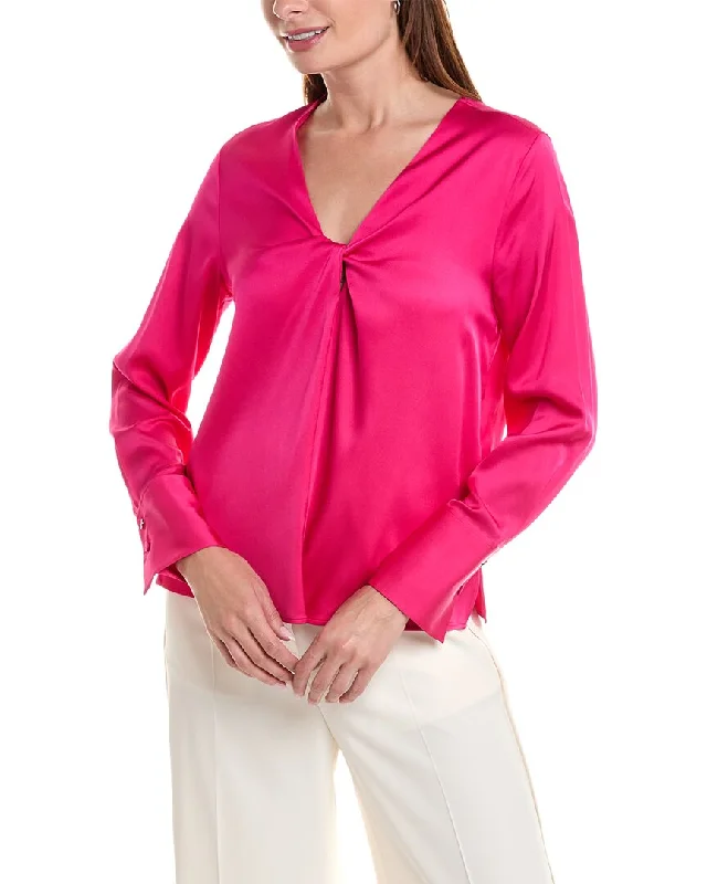 Hugo Boss Bidinta Silk-Blend Blouse Subtle Shimmer Blouse
