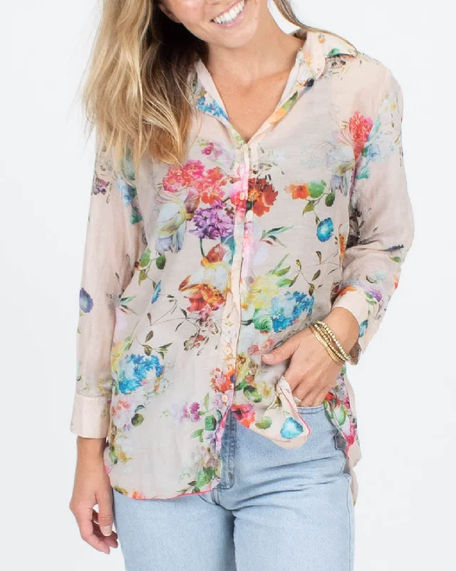 Floral Button Down Blouse Pastel Color Blouse