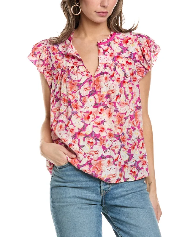 Ba&Sh Keyhole Blouse Floral Print Blouse