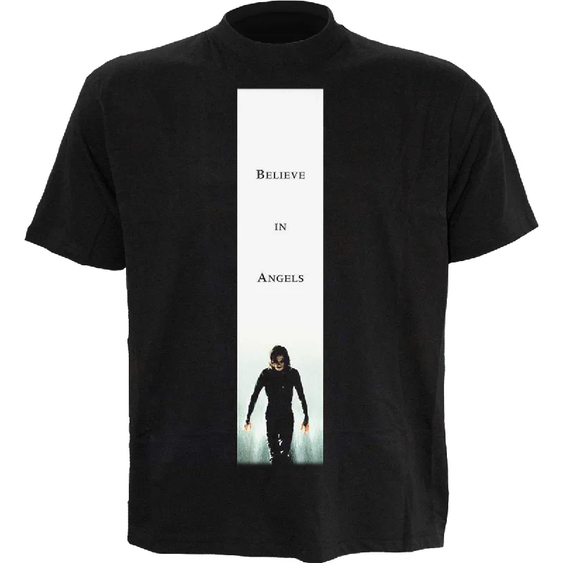 THE CROW - POSTER ART - Front Print T-Shirt Black-- Zippered Front Buttoned Front Snap Front THE CROW - POSTER ART - Front Print T-Shirt Black-- Zippered Front Buttoned Front Snap Front