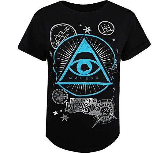 Fantastic Beasts And Where To Find Them Womens/Ladies Macusa T-Shirt-- Collared Crew Neck Turtle Neck Fantastic Beasts And Where To Find Them Womens/Ladies Macusa T-Shirt-- Collared Crew Neck Turtle Neck