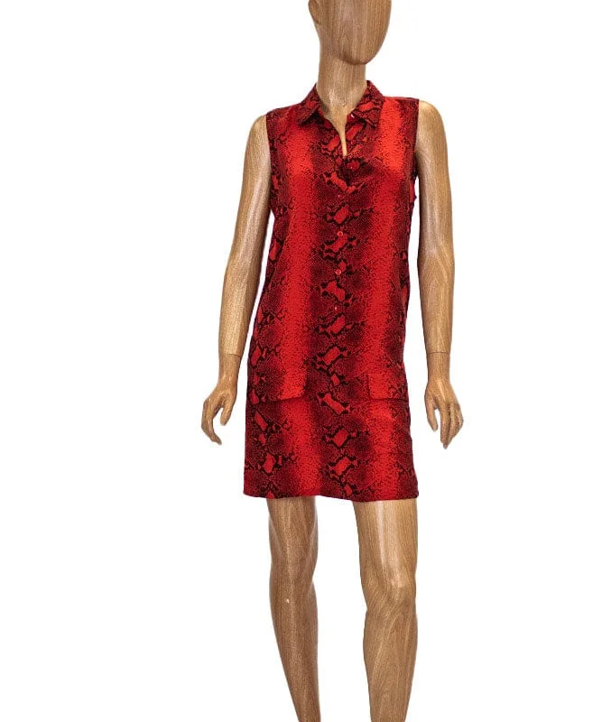Snakeskin Print Henley Shift Mini Dress Fashionable Off-Shoulder Mini Dress