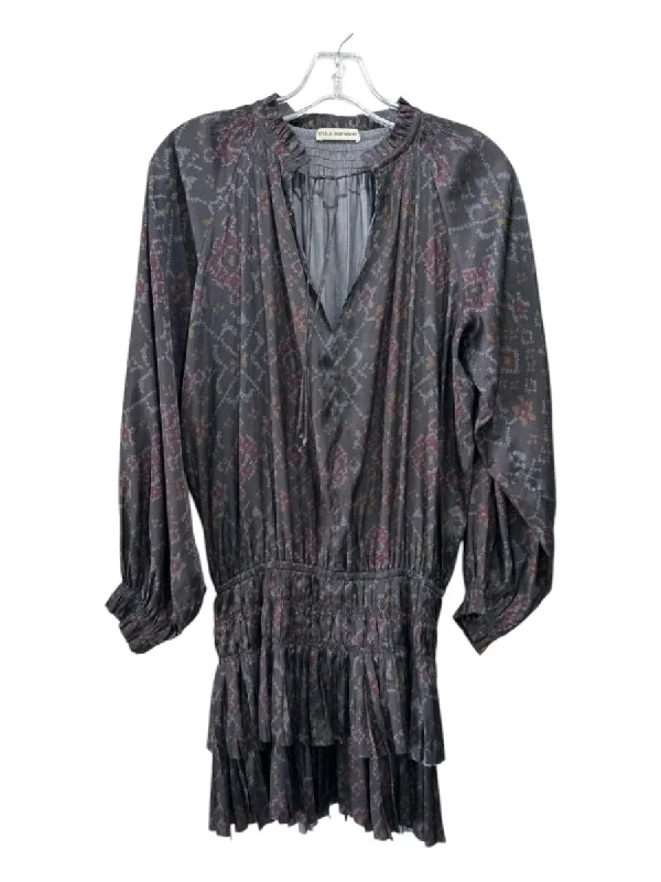 Ulla Johnson Size 2 Charcoal Polyester Tiered Tie Detail Drop Waist Mini Dress Stylish Floral Print Mini Dress Ulla Johnson Size 2 Charcoal Polyester Tiered Tie Detail Drop Waist Mini Dress Stylish Floral Print Mini Dress