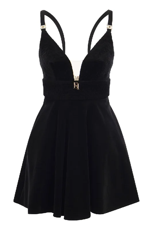 Mini dress in velvet with cups Modern Satin Mini Dress