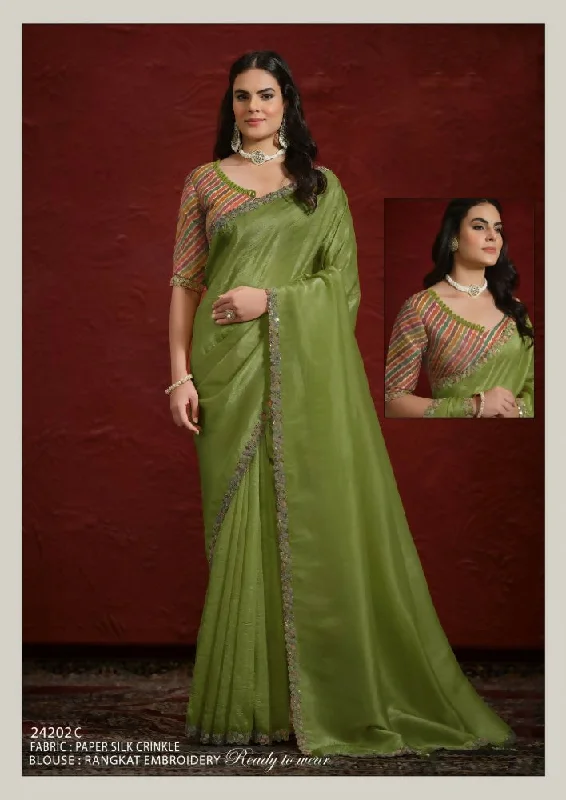 Mustard Crush Paper Silk Sequence with Handwork Saree with Stitched Blouse - Mohmanthan Aaina Vintage Polka Blouse Mustard Crush Paper Silk Sequence with Handwork Saree with Stitched Blouse - Mohmanthan Aaina Vintage Polka Blouse