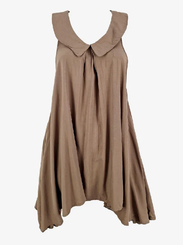 Mossman Taupe Relaxed Collared Mini Dress Size 8 Cozy Knitted Mini Dress