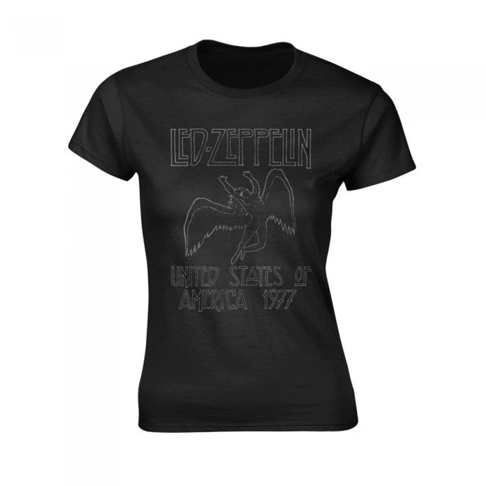 Led Zeppelin Womens/Ladies USA 1977 T-Shirt-- Layered Multi-layer Single Layer