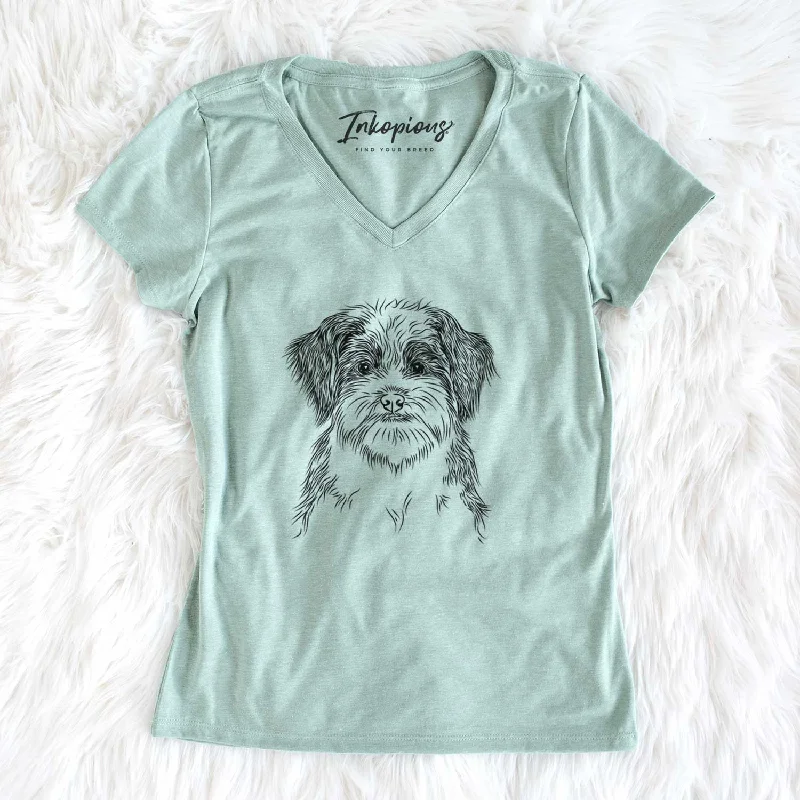 Bare Asa the Havanese - Women's V-neck Shirt-- Modern Contemporary Chic