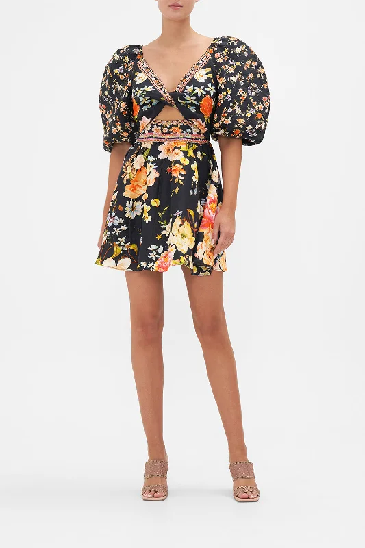 PUFF SLEEVE MINI DRESS SECRET HISTORY Stylish Short-Sleeve Mini Dress