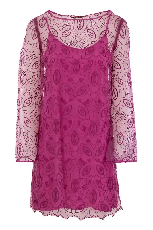 BRACCIO - Embroidered organza mini dress Cozy Ruched Mini Dress