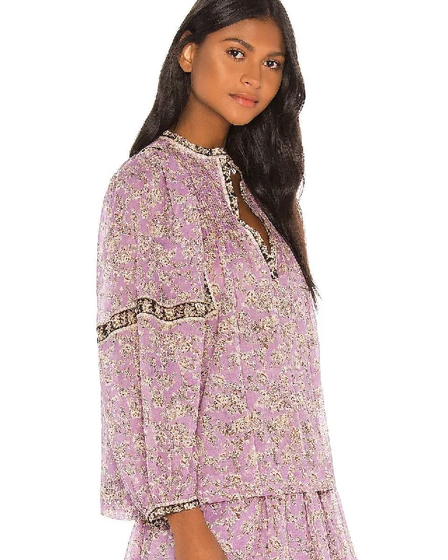Lilac "Violette" Blouse Stretchy Fitted Blouse