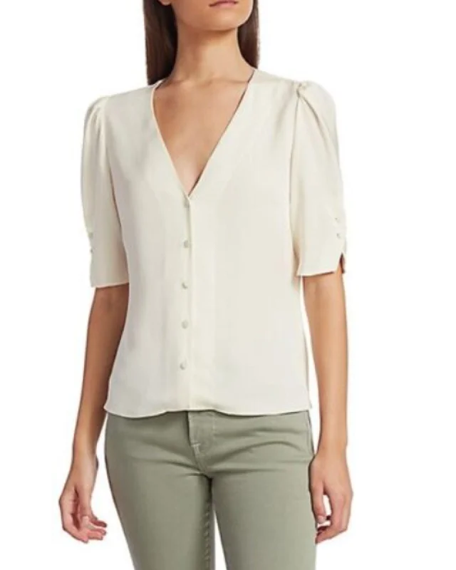 "Olivia" V-Neck Silk Blouse Relaxed Fit Blouse
