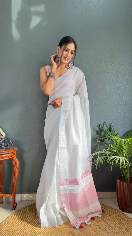 Malishka Export Cotton Printed Ready To Wear Saree With Blouse Piece - Pink Double Button Blouse Malishka Export Cotton Printed Ready To Wear Saree With Blouse Piece - Pink Double Button Blouse