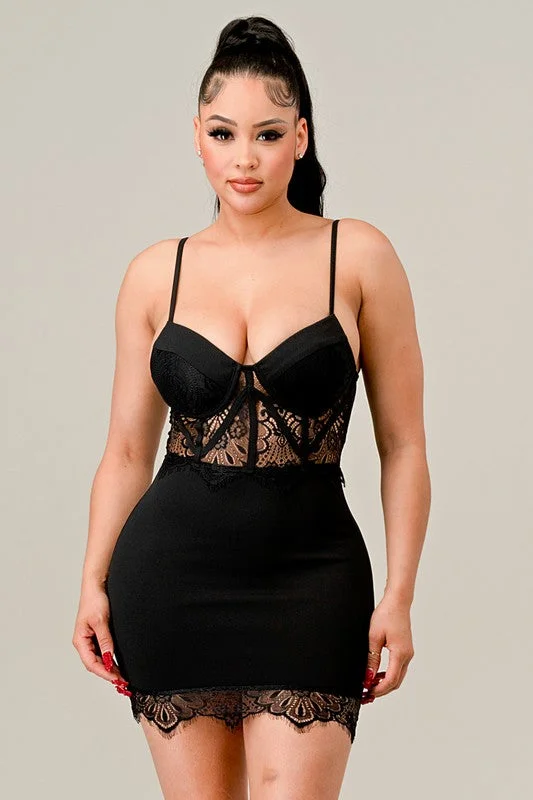 Lace Corset Bodice Mini Dress Fashionable Lace Mini Dress