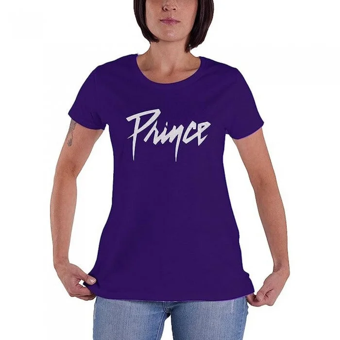 Prince Womens/Ladies Logo Cotton T-Shirt-- Handmade Hand-knitted Hand-woven