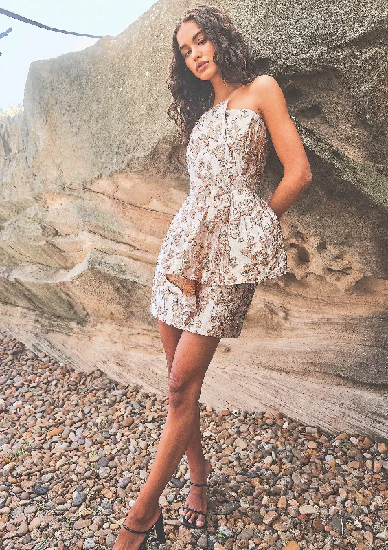 Metallic Floral Mini Dress - Multi Comfortable Zip-Up Mini Dress