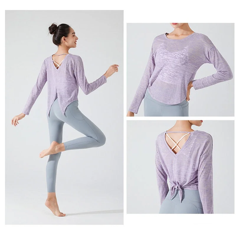 Women's Fitness Loose Sportswear Blouse Embellished Collar Blouse