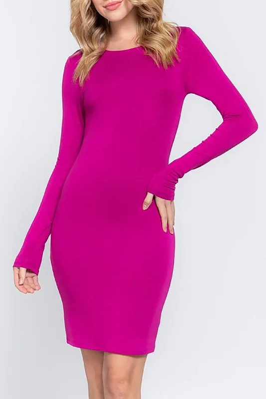 Women's Casual Long Sleeve Crew Neck Mini Dress Comfortable Shift Mini Dress