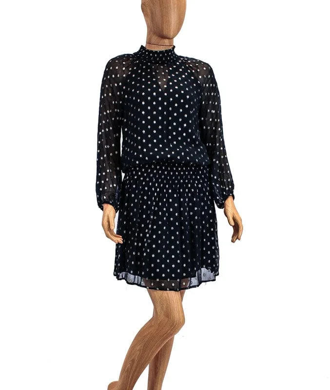 Long Sleeve High Neck Mini Dress Fashionable A-Line Mini Dress