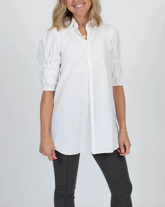White Tunic Blouse Sweetheart Neck Blouse