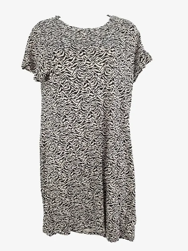Seed Casual Patterned Jersey Mini Dress Size S Elegant Off-Shoulder Dress Mini