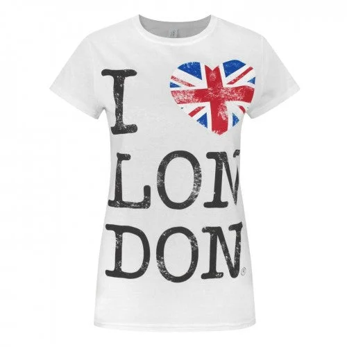 Womens/Ladies I Love London T-Shirt -- Basic T-Shirt Crew Neck Short Sleeve