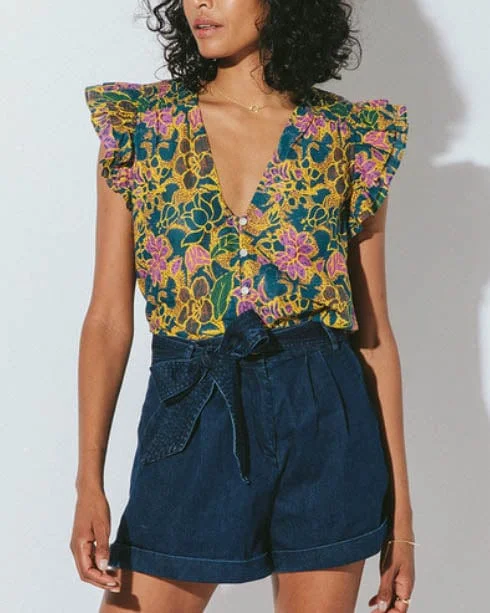 "Chloe" Blouse Pleated Collar Blouse