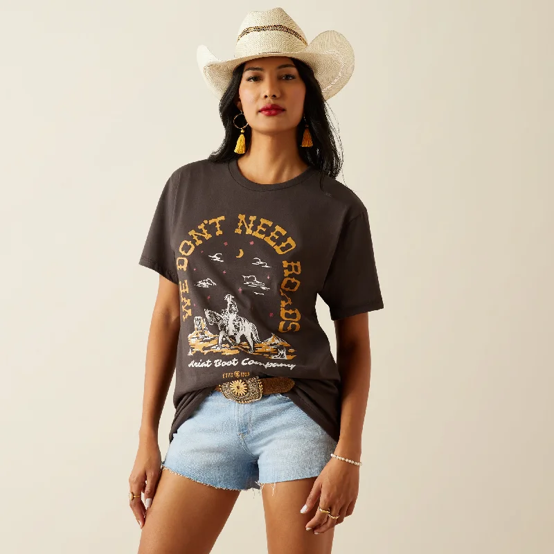 Women's Ariat No Roads T-Shirt #10055163-- V-Neck T-Shirt Long Sleeve Cotton