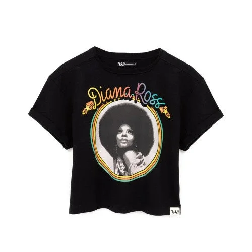 Diana Ross Womens/Ladies Crop T-Shirt-- Satin Blend Silk Blend Wool Blend