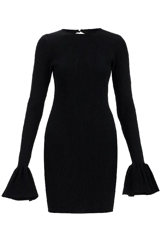 Black Viscose Mini Dress With Cutout On The Back And Ribbed Knit - Black Comfortable Boho Mini Dress Black Viscose Mini Dress With Cutout On The Back And Ribbed Knit - Black Comfortable Boho Mini Dress