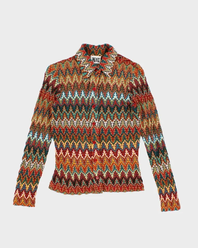 Vintage 90s Jalate Limited Hippy Print LS Blouse - S Silky Tunic Blouse